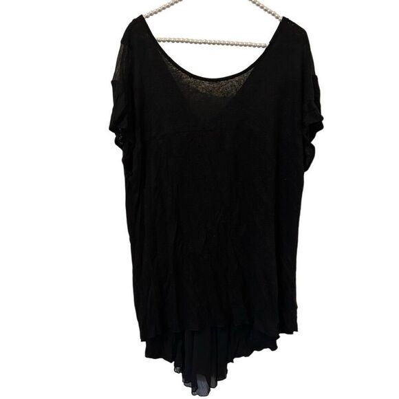 Dantelle Tunic Women 1x Sheer cut out Black Rayon linen boho whimsigoth goth NWT - Picture 1 of 13